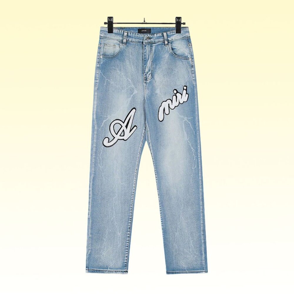 Amiri Blue Lightning Pattern Jeans
